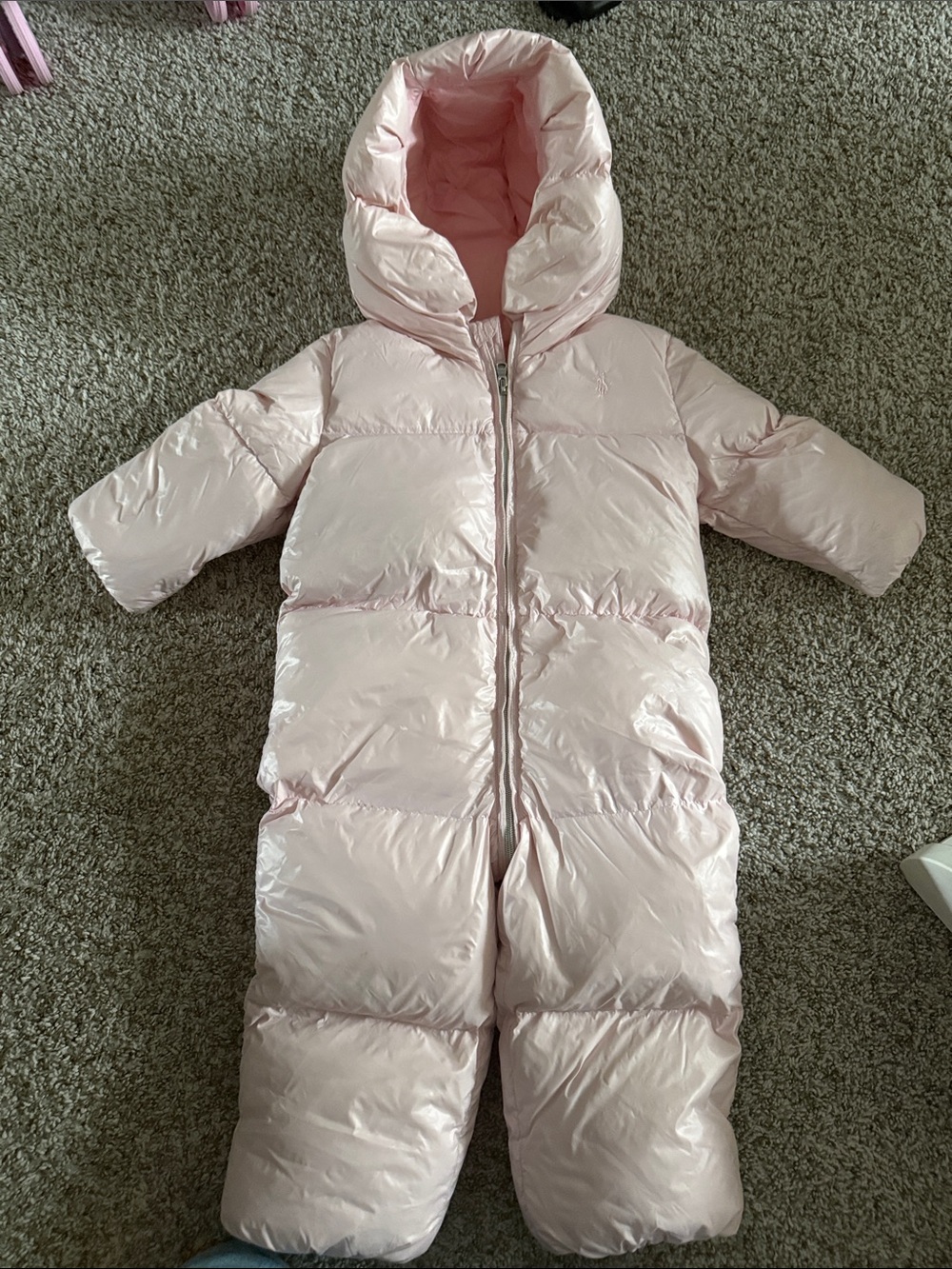 Pink Hooded Puffer Bunting for Kids - Lightweight Cozy Winter Suit